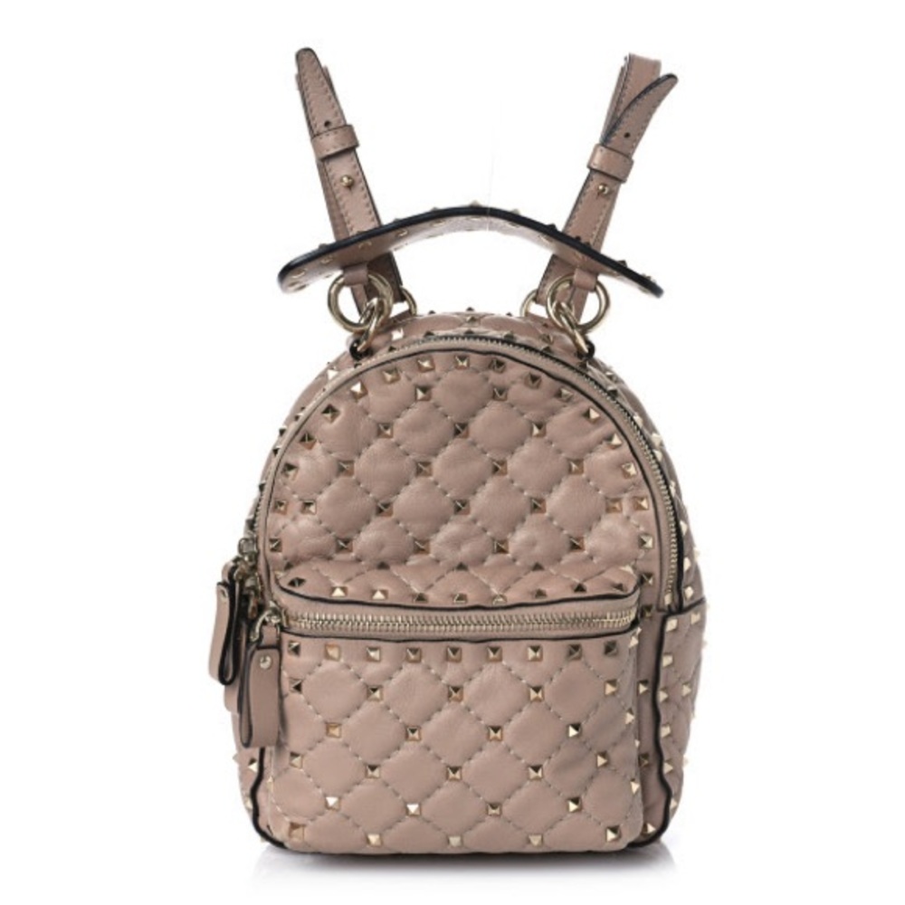 VALENTINO GARAVANI
Nappa Quilted Mini Rockstud Spike Backpack Poudre